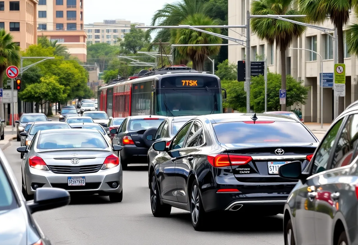 Cars stuck in traffic due to a train stall in Jacksonville