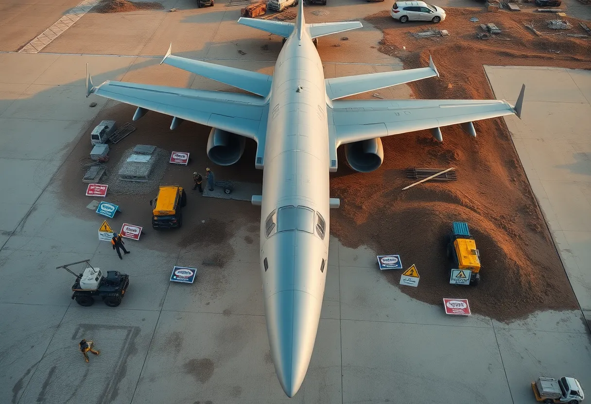 Military air station with safety measures in place after ordnance discovery
