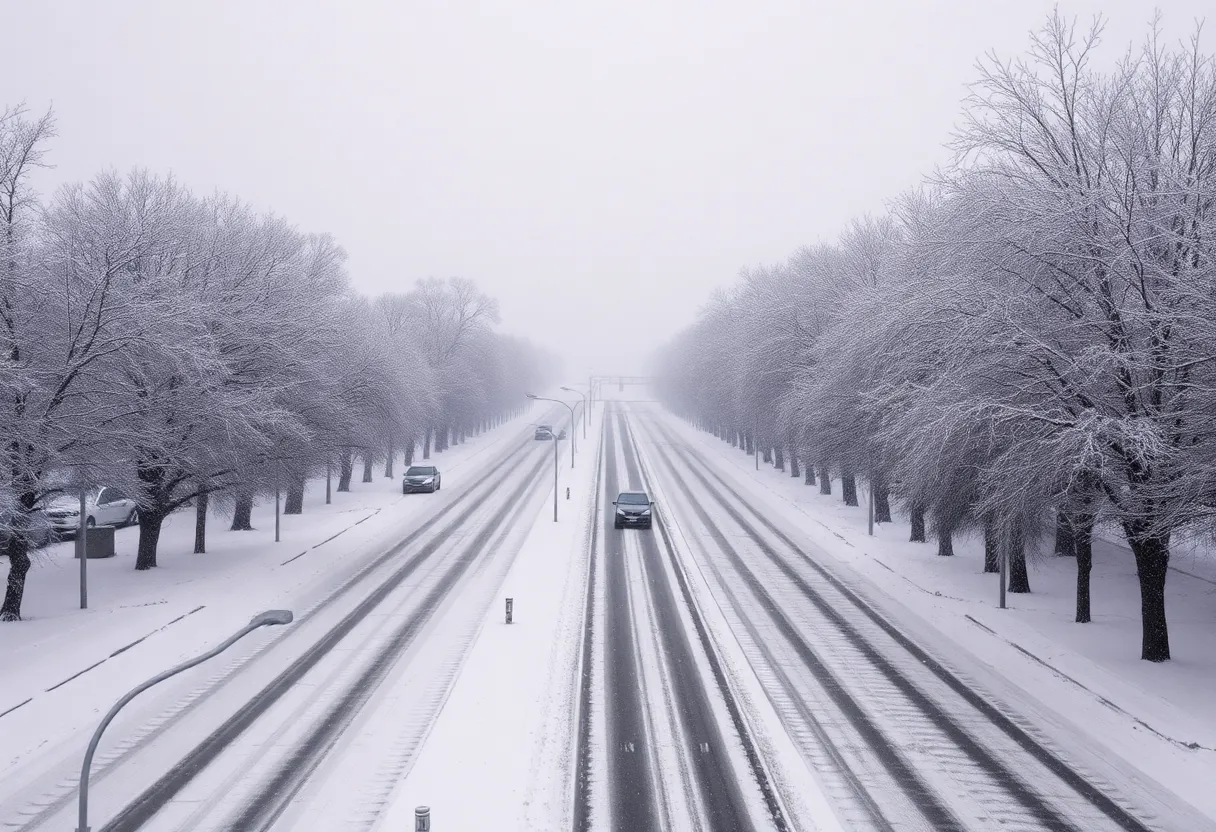 Snow-covered landscape in southern U.S. during an unprecedented winter storm.