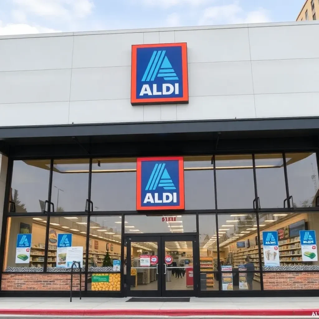 Exterior view of the new Aldi grocery store in Downtown Jacksonville