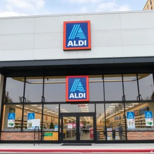 Exterior view of the new Aldi grocery store in Downtown Jacksonville