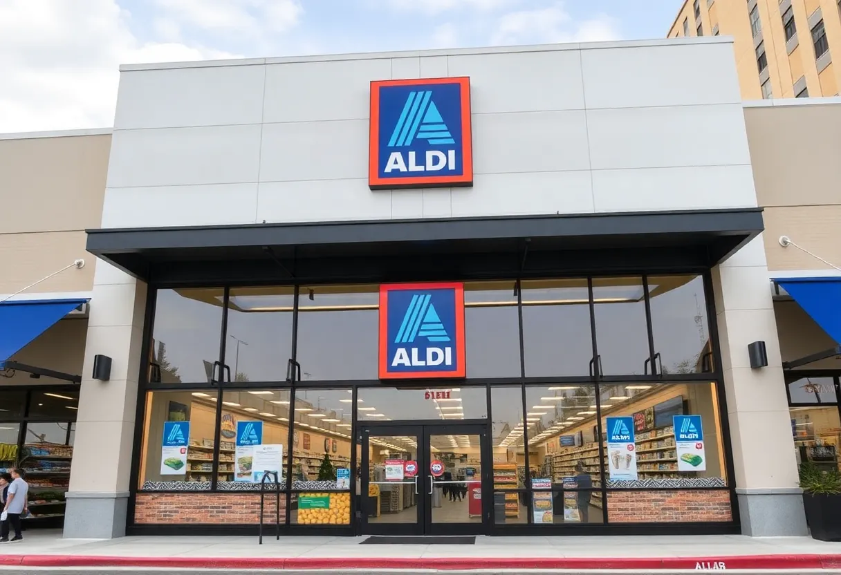Exterior view of the new Aldi grocery store in Downtown Jacksonville