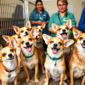 Group of chihuahua mixes in a shelter