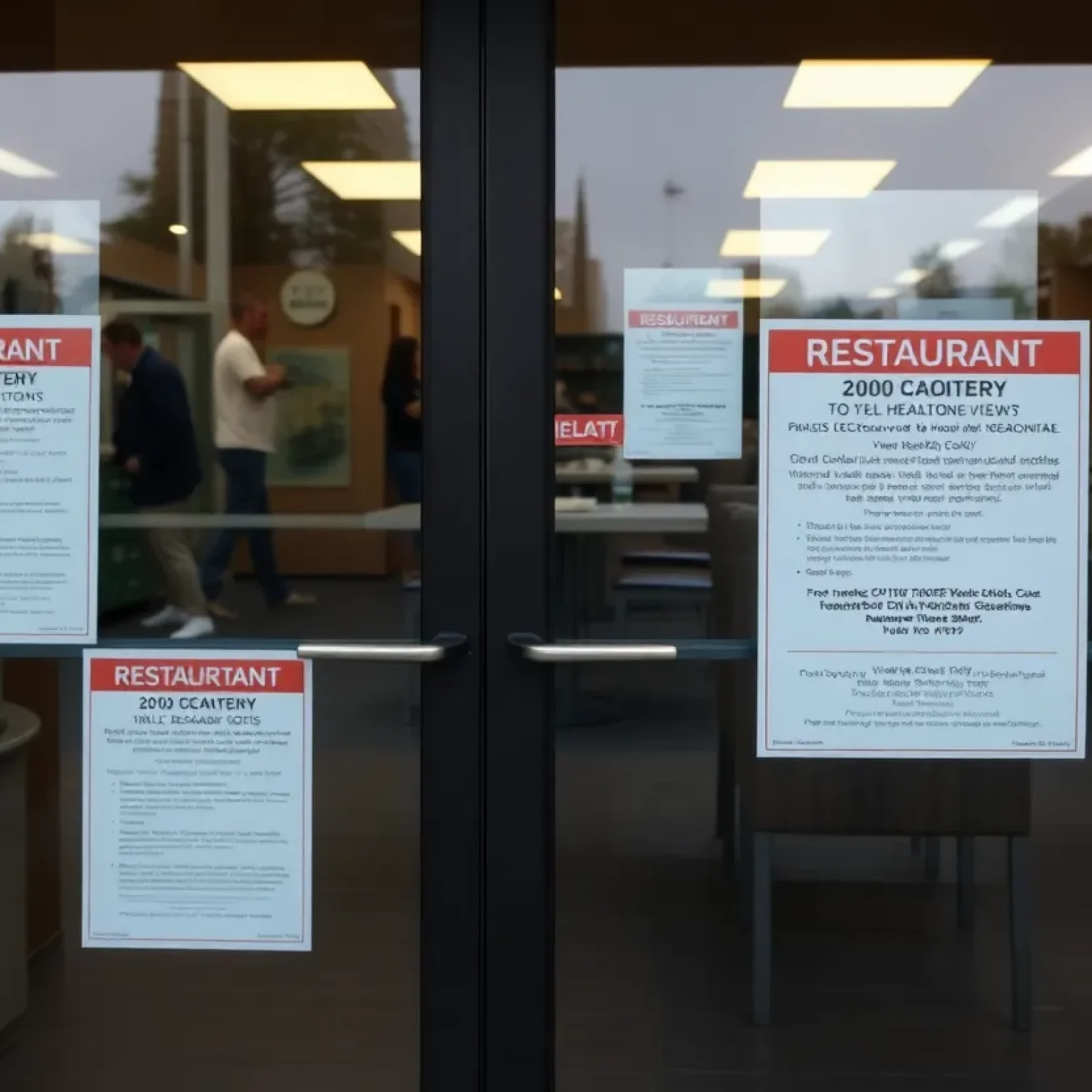 Restaurant with closed doors and health violation notice