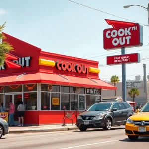 Exterior view of Cook Out fast food restaurant in Jacksonville
