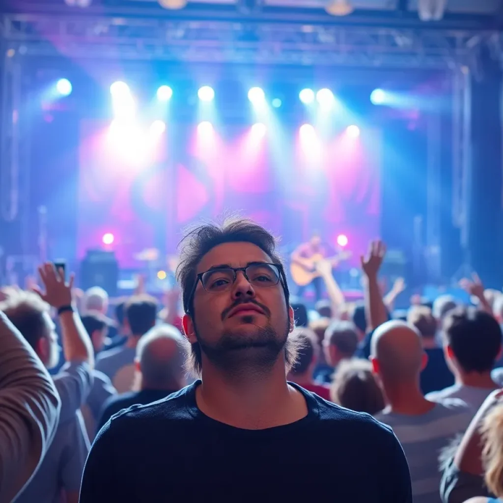 Concert audience looking disappointed