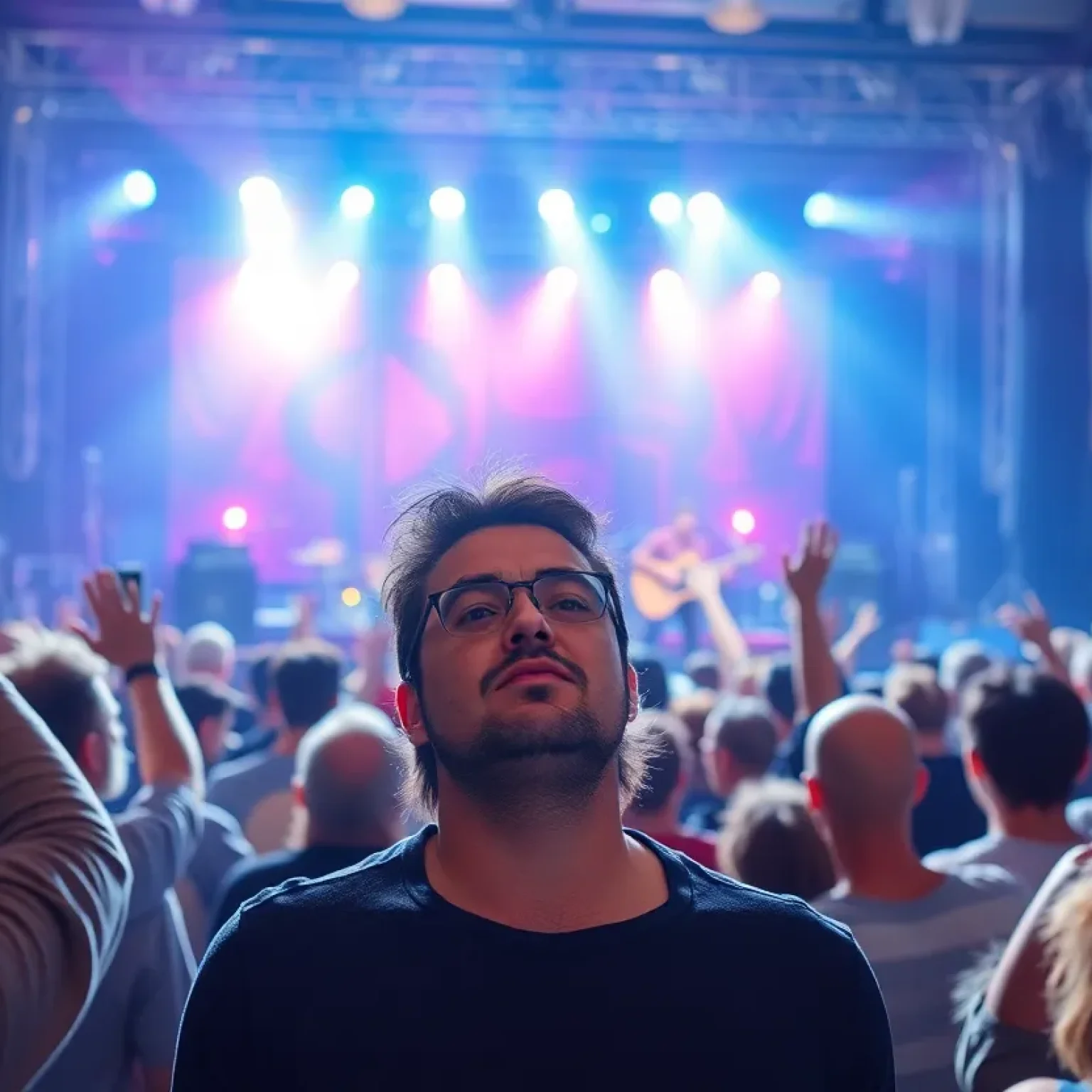 Concert audience looking disappointed