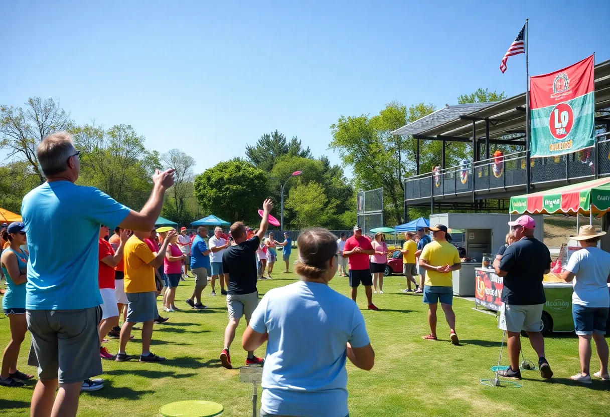 Players participating in the Disc Golf Tournament at VyStar Ballpark