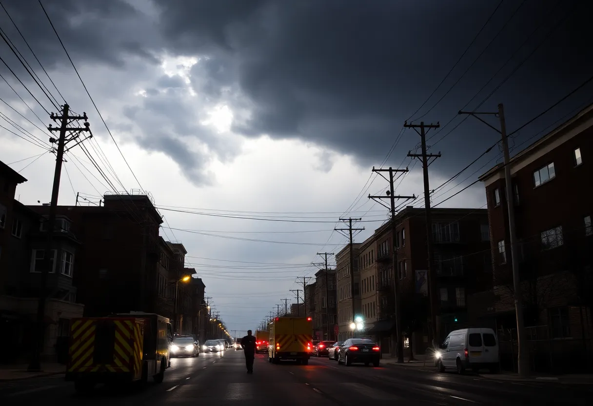 Utility workers preparing for a scheduled power outage in Dothan