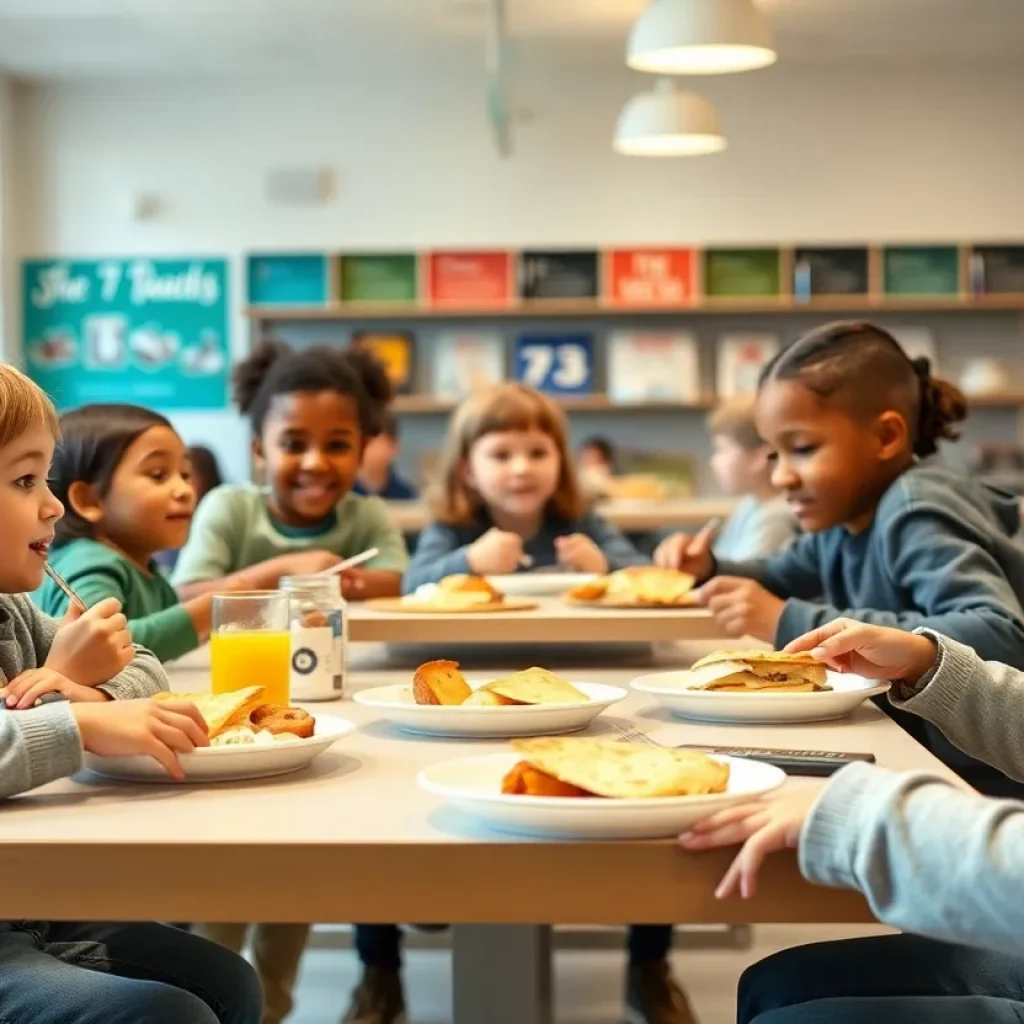Children enjoying breakfast at Duval County Schools cafeteria