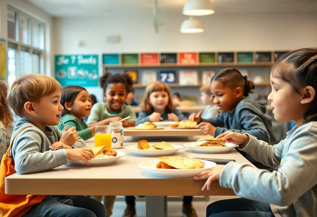 Children enjoying breakfast at Duval County Schools cafeteria