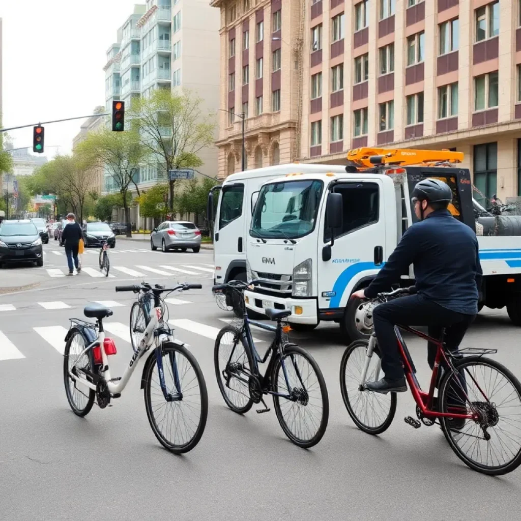 Busy urban intersection illustrating e-bike safety concerns