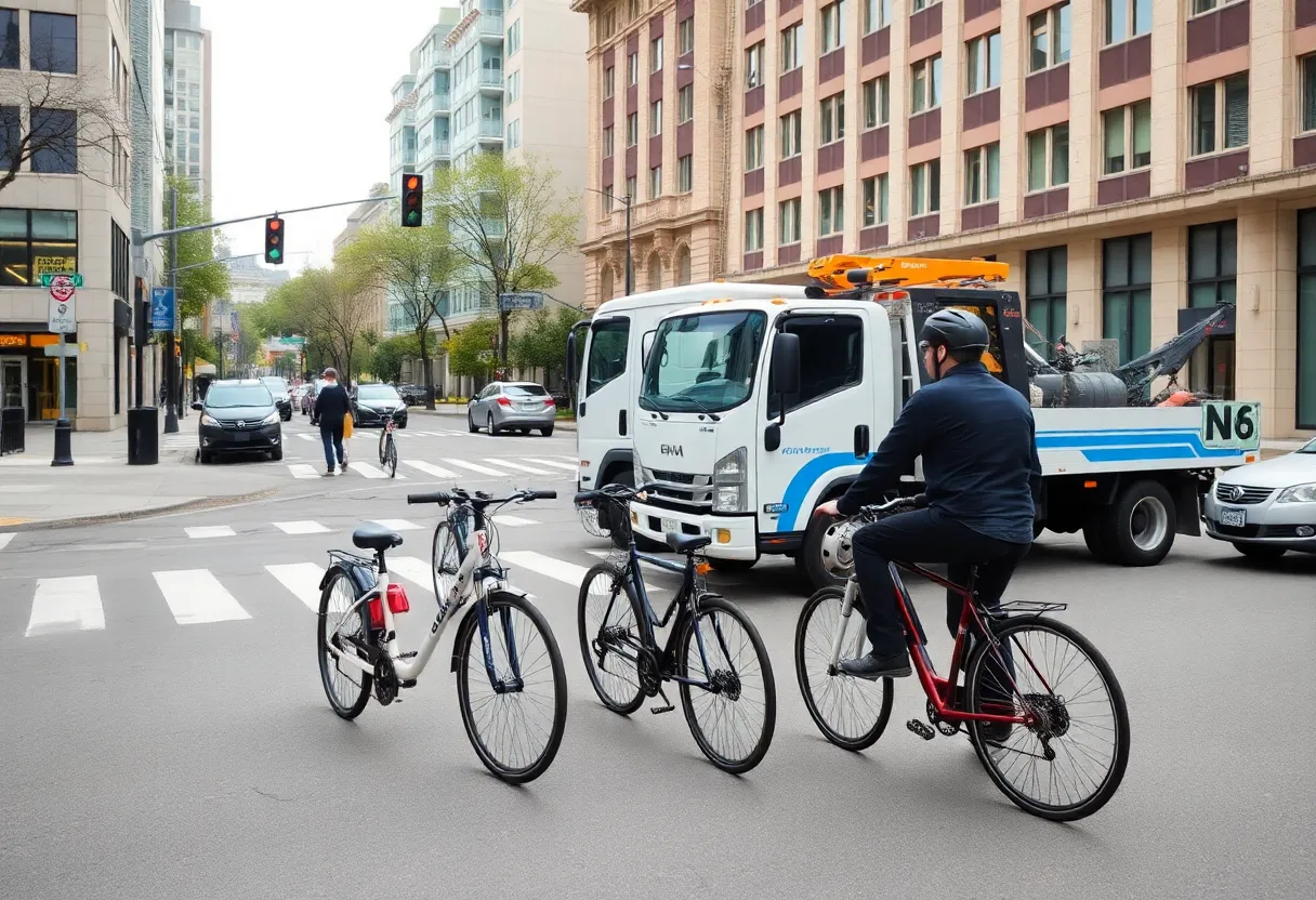 Busy urban intersection illustrating e-bike safety concerns