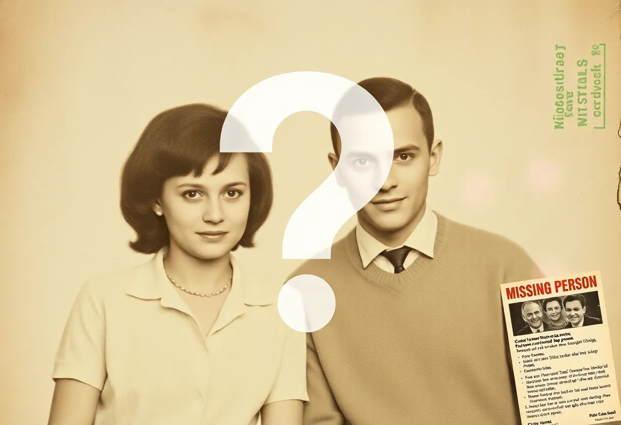 Faded family photo of the Grogan family with a question mark.