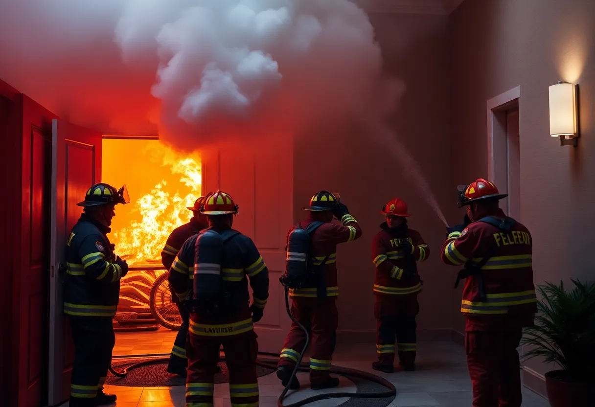 Emergency responders battling fire at Sawgrass Marriott Resort.