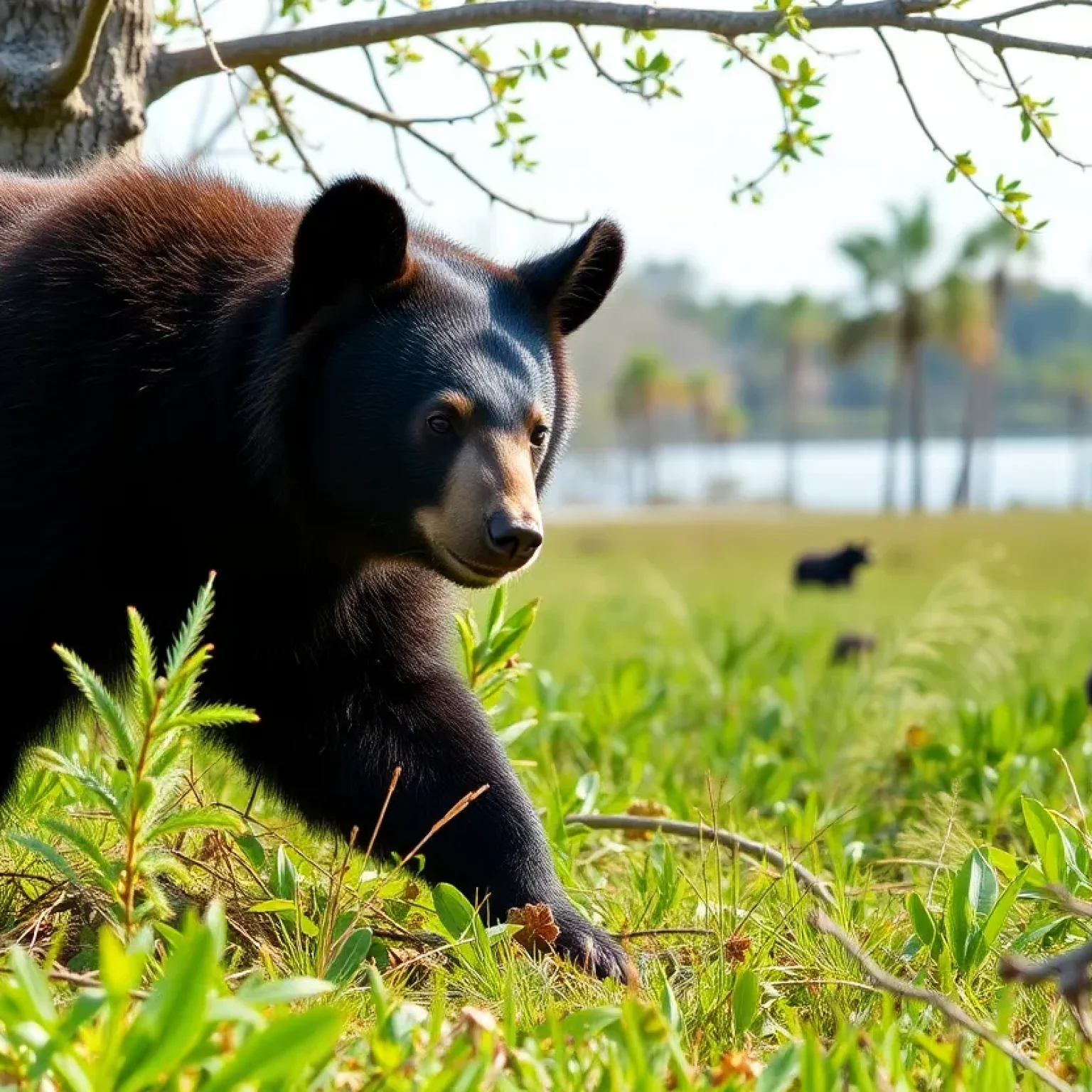 Black bear in a natural Florida landscape
