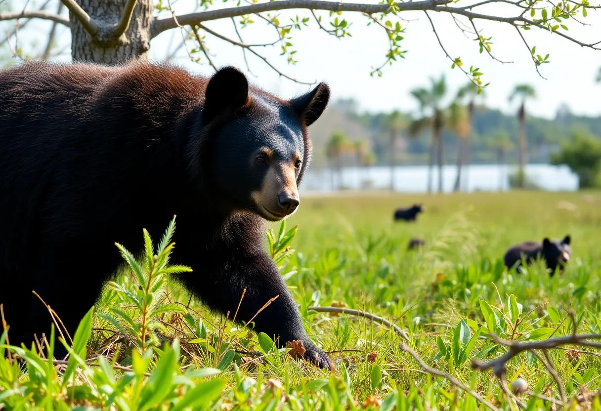 Black bear in a natural Florida landscape