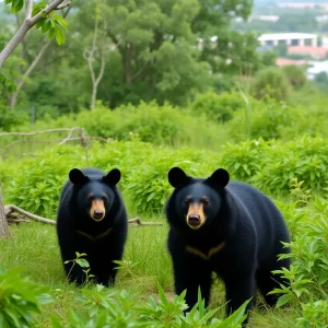 Black bears in a Florida landscape