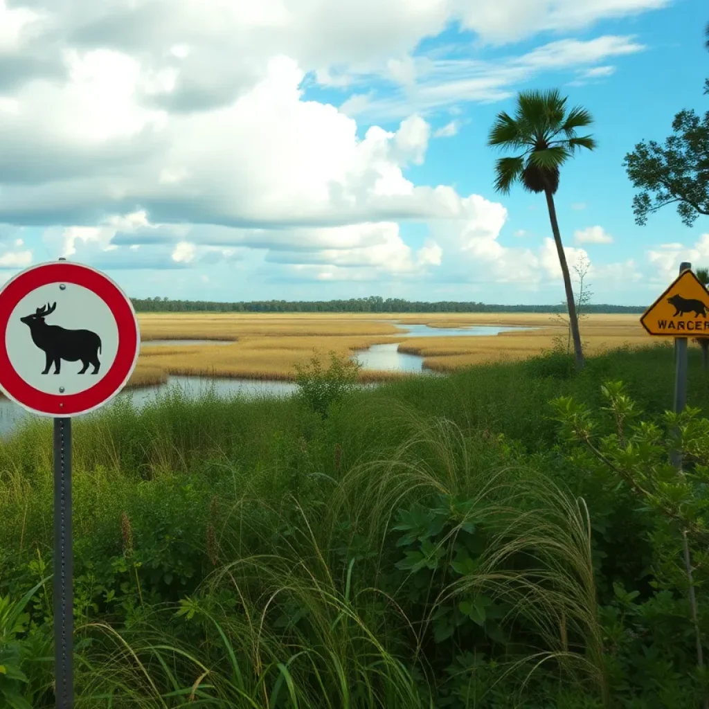 Florida wilderness with a sign warning about black bears