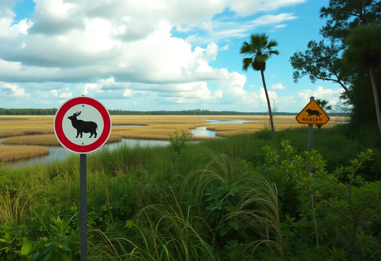 Florida wilderness with a sign warning about black bears