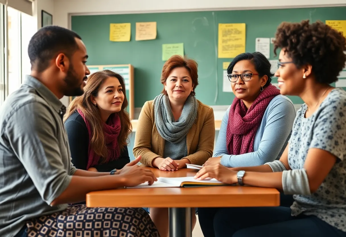 Parents advocating for parental rights in a school environment.