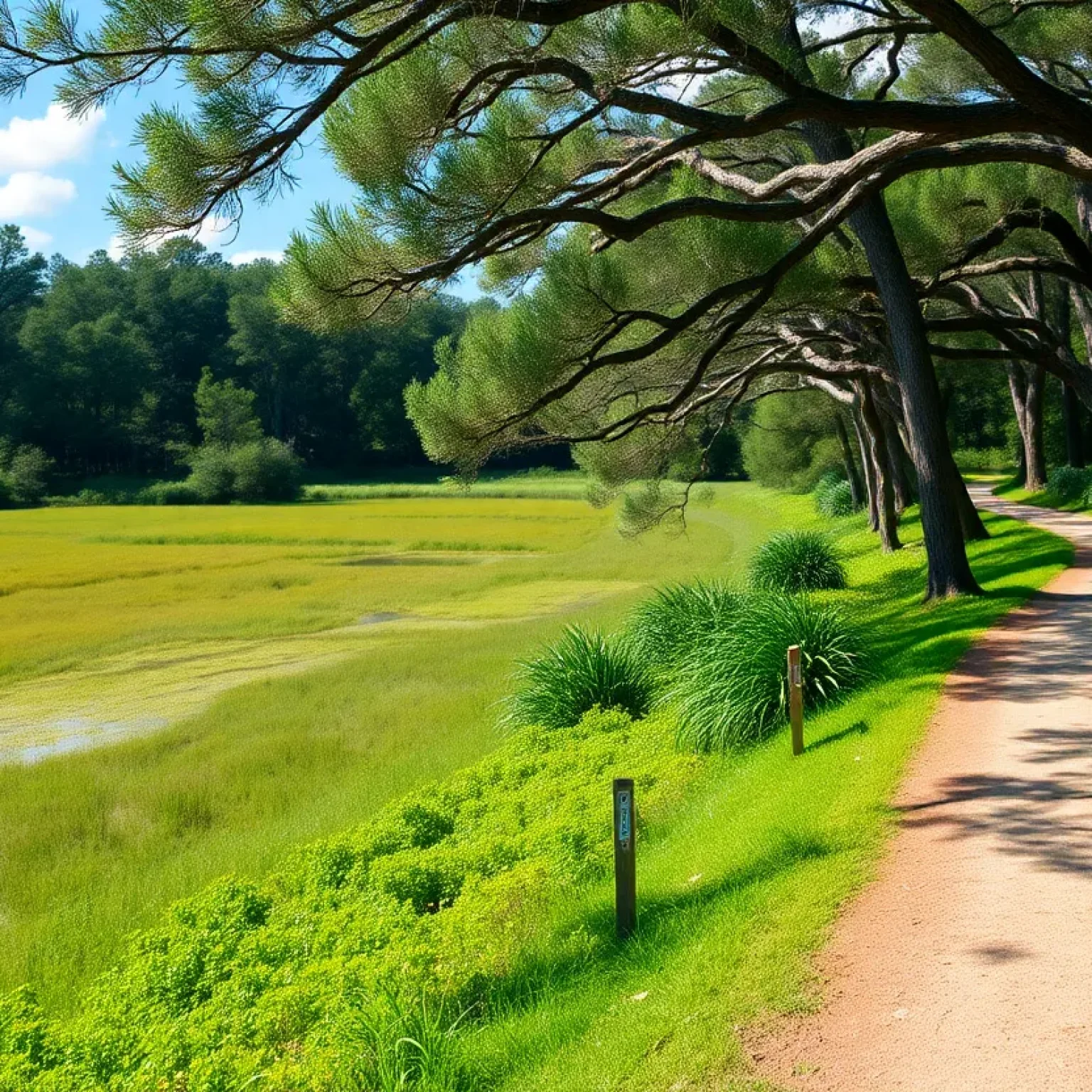 Scenic view of a Florida state park with hiking trails and greenery
