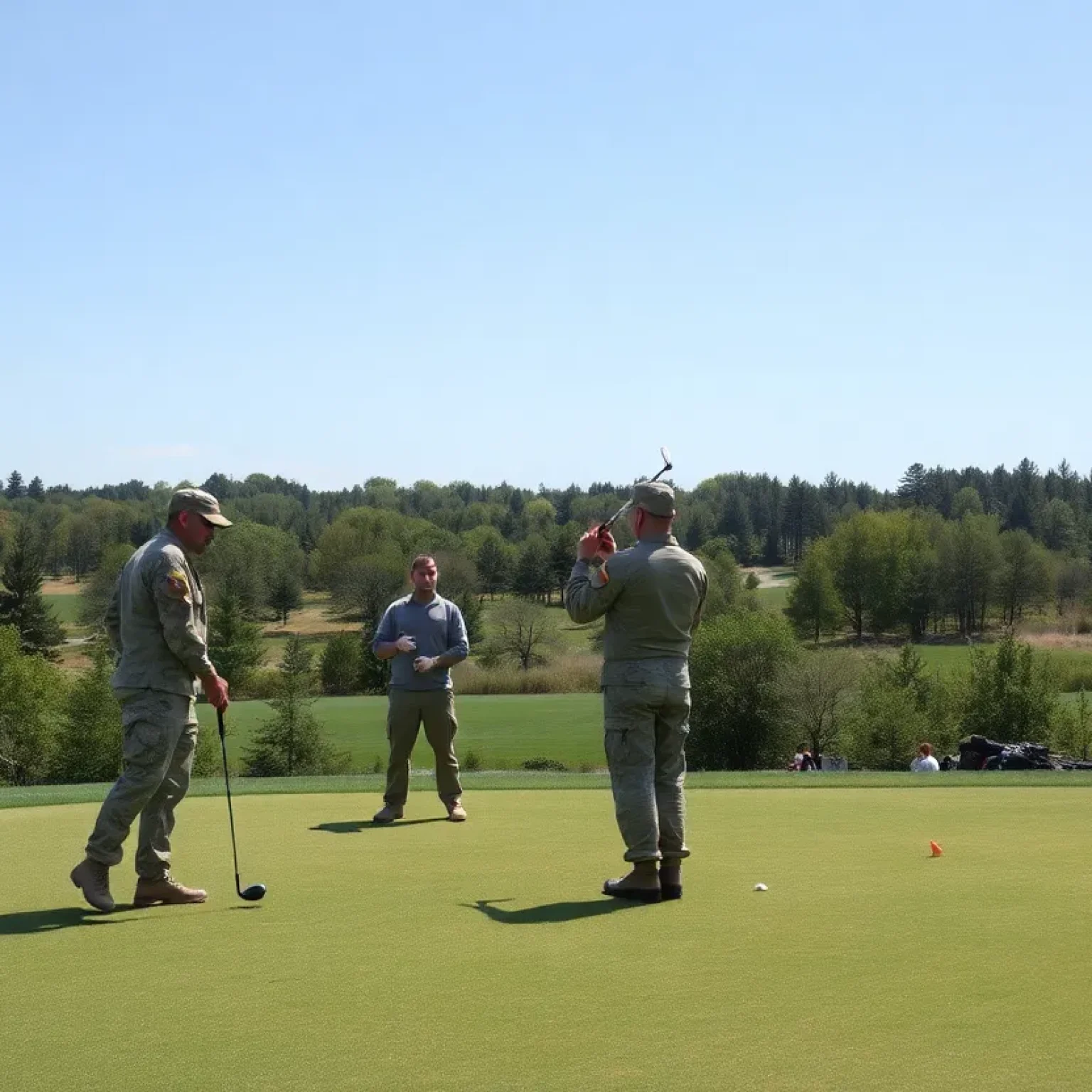 Service members playing golf at Fort Bragg