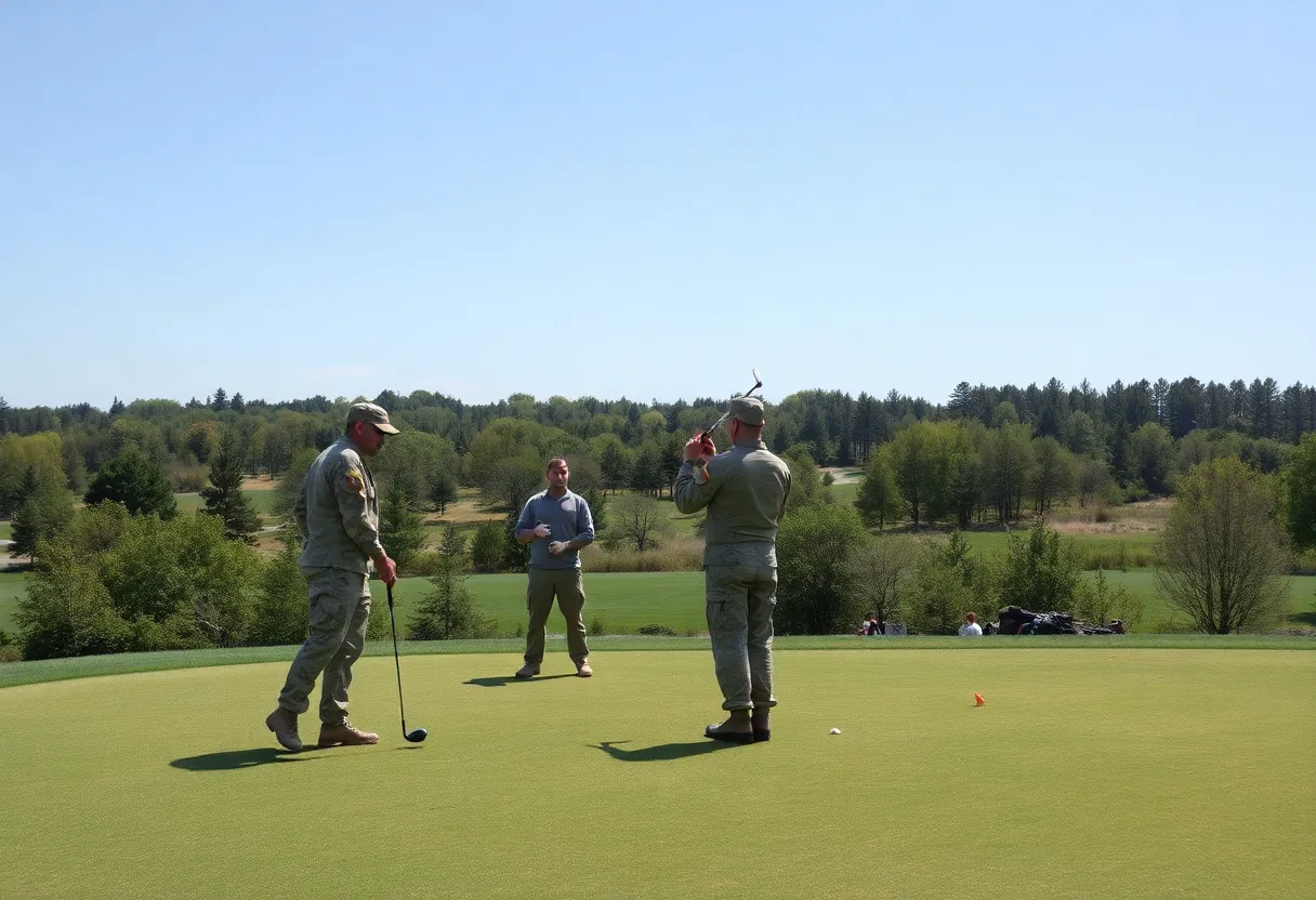 Service members playing golf at Fort Bragg
