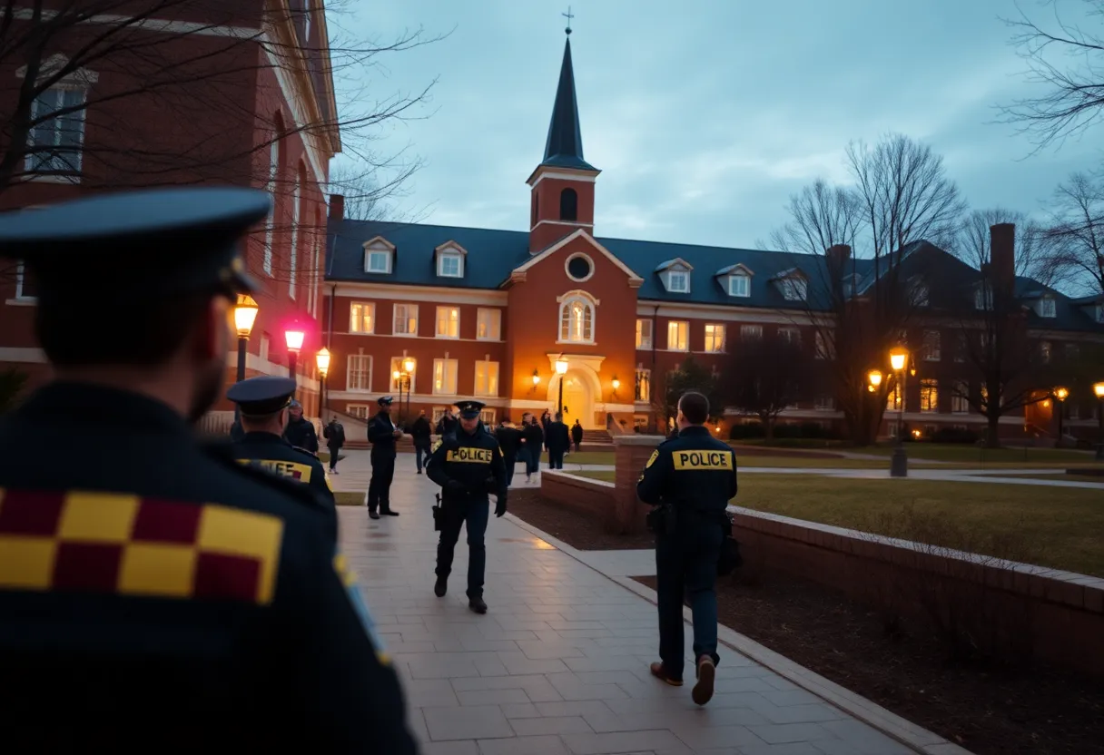 Florida State University campus with police presence after shooting incident