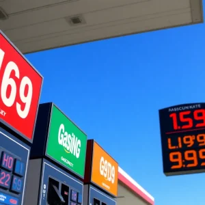 Gasoline price signage at a fuel station in Jacksonville, Florida