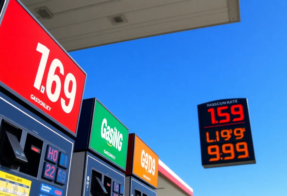 Gasoline price signage at a fuel station in Jacksonville, Florida