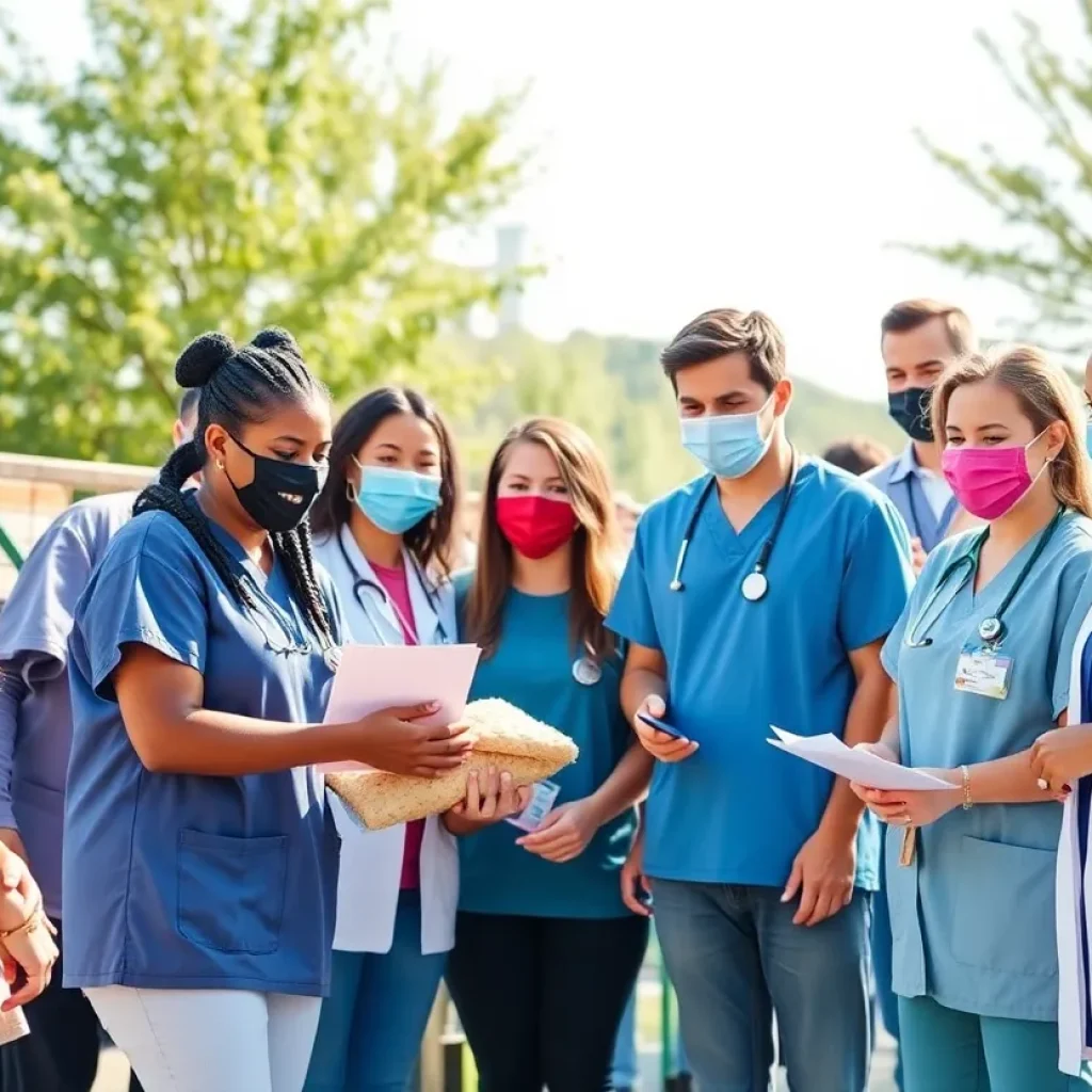 Healthcare professionals engaged in community service activities