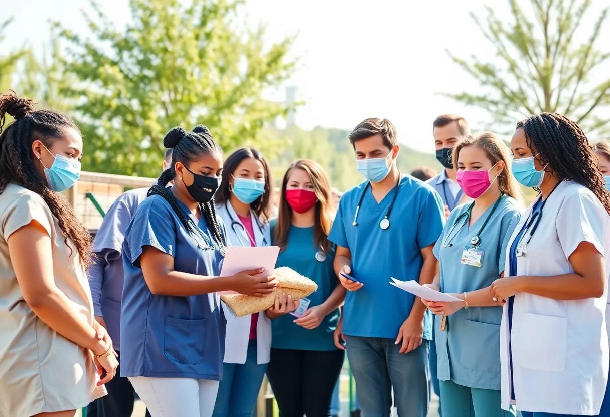 Healthcare professionals engaged in community service activities