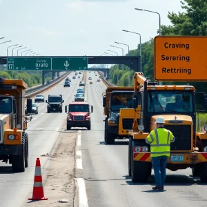 Construction site of I-95 widening near downtown Jacksonville