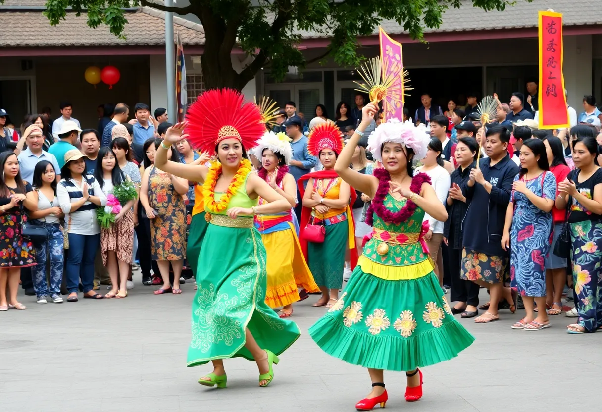 A community gathering celebrating AAPI Heritage Month in Jacksonville with traditional dances and food