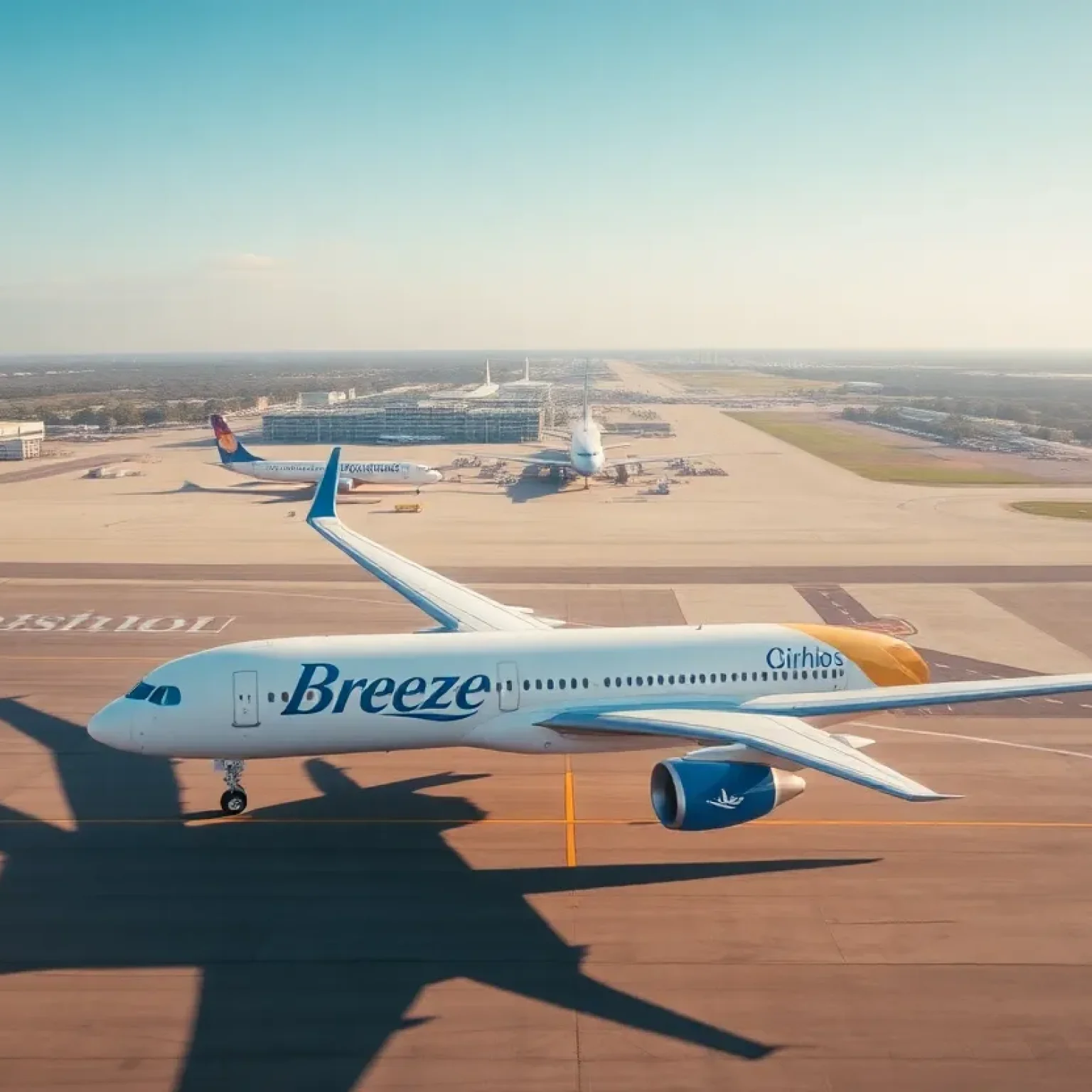 Breeze Airways plane at Jacksonville International Airport ready for departure to Ohio