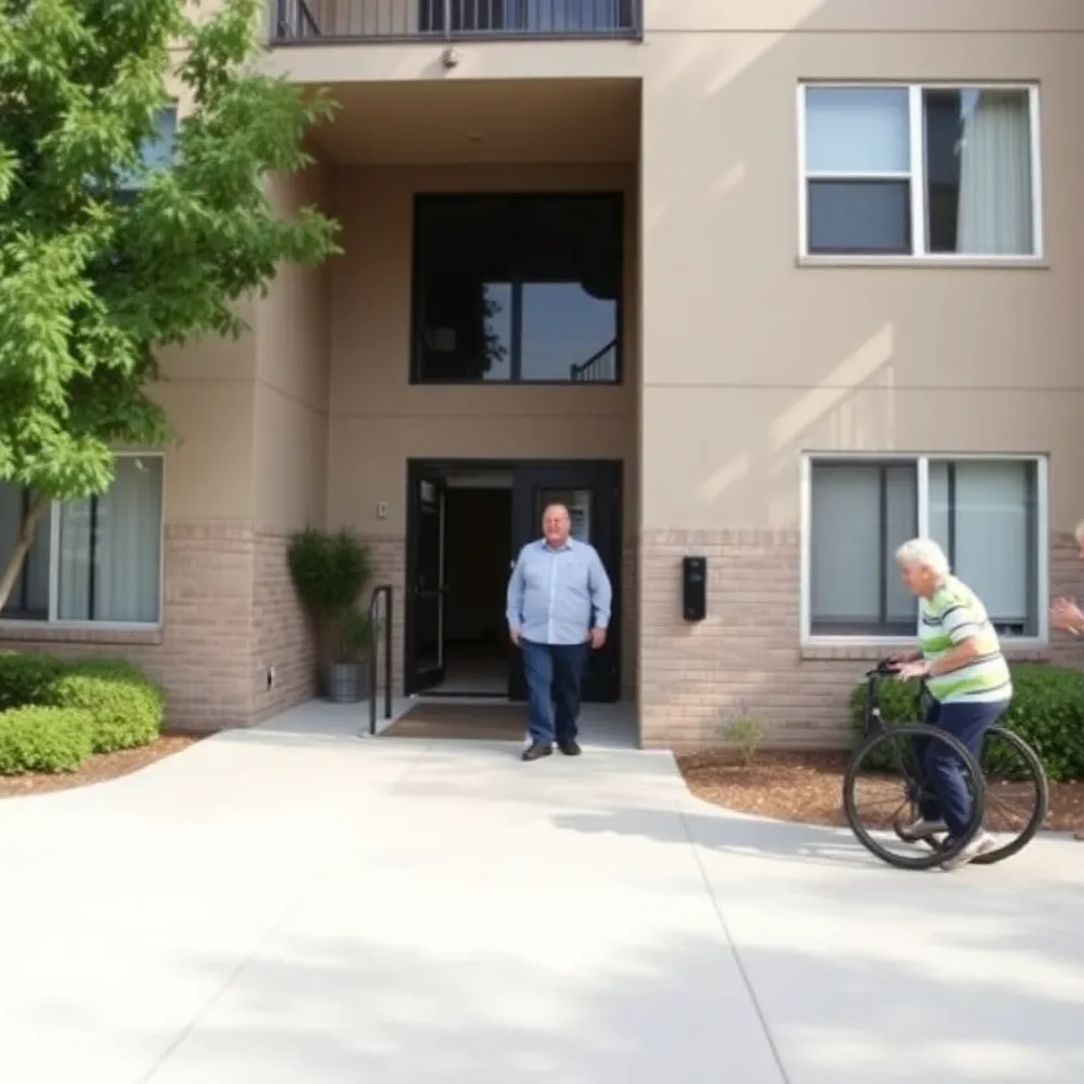 Exterior view of a Jacksonville apartment complex facing elevator issues