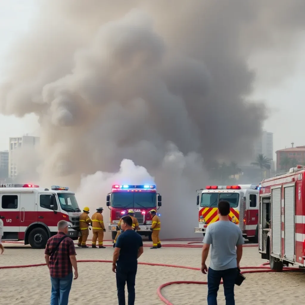 Firefighters battling a fire at Jacksonville Beach