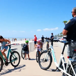 Families enjoying Jacksonville Beach with safety measures in place