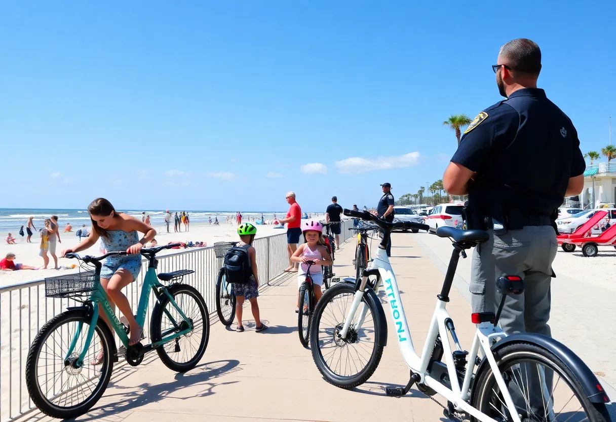 Families enjoying Jacksonville Beach with safety measures in place