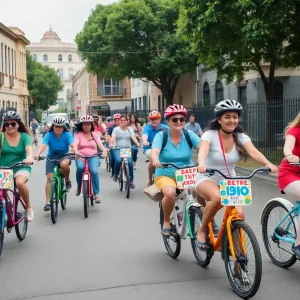 Participants riding E-Bikes in Historic Durkeeville, Jacksonville