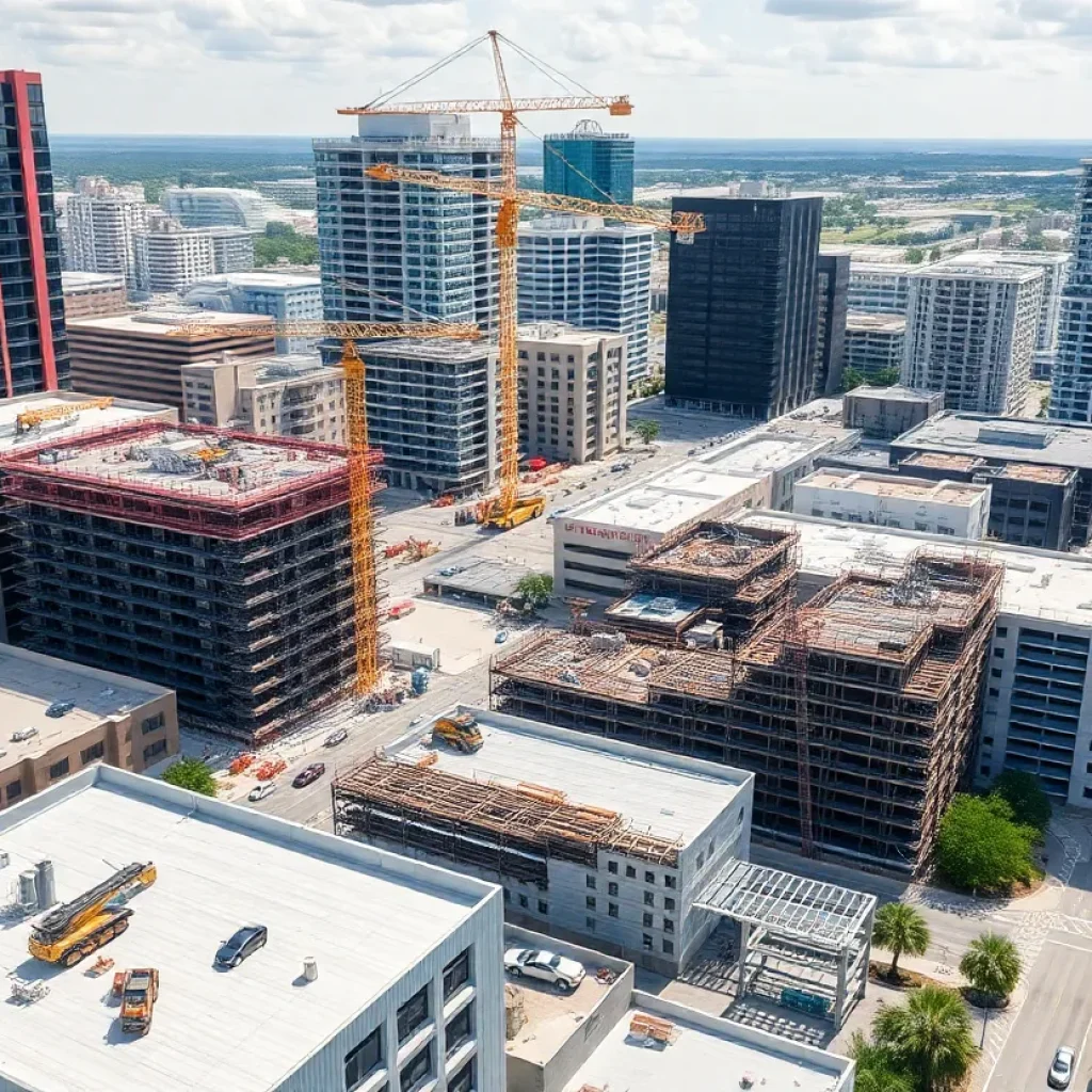Cityscape of Jacksonville with construction sites