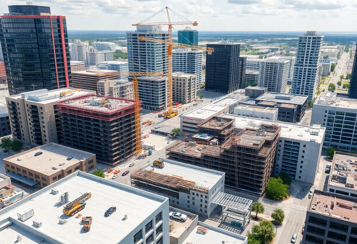 Cityscape of Jacksonville with construction sites