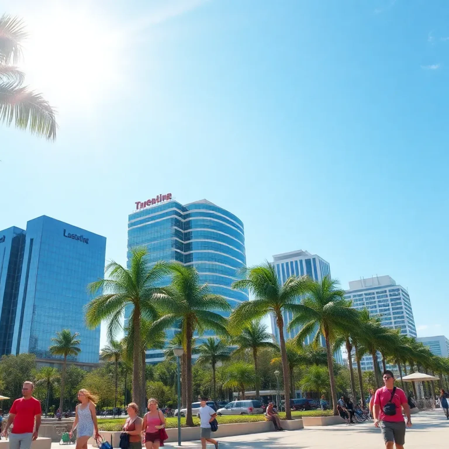 A sunny day in Jacksonville, Florida with people outdoors in the heat.