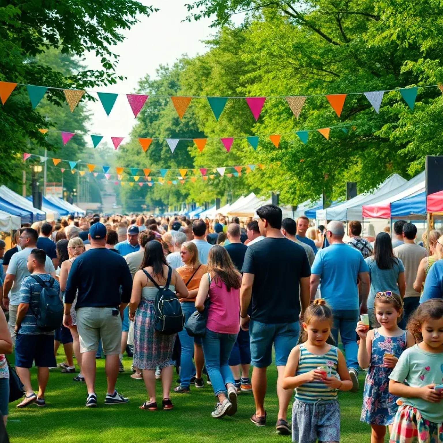 People enjoying various outdoor festival activities in Jacksonville