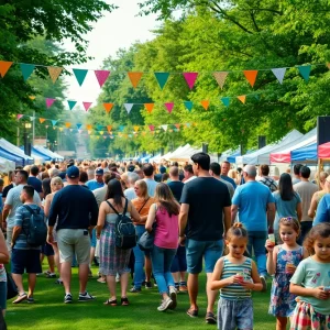 People enjoying various outdoor festival activities in Jacksonville
