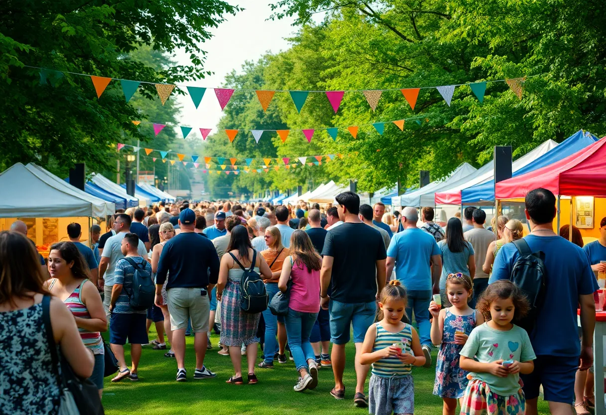 People enjoying various outdoor festival activities in Jacksonville