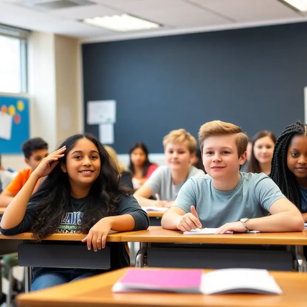Diverse students in a classroom at a Jacksonville high school