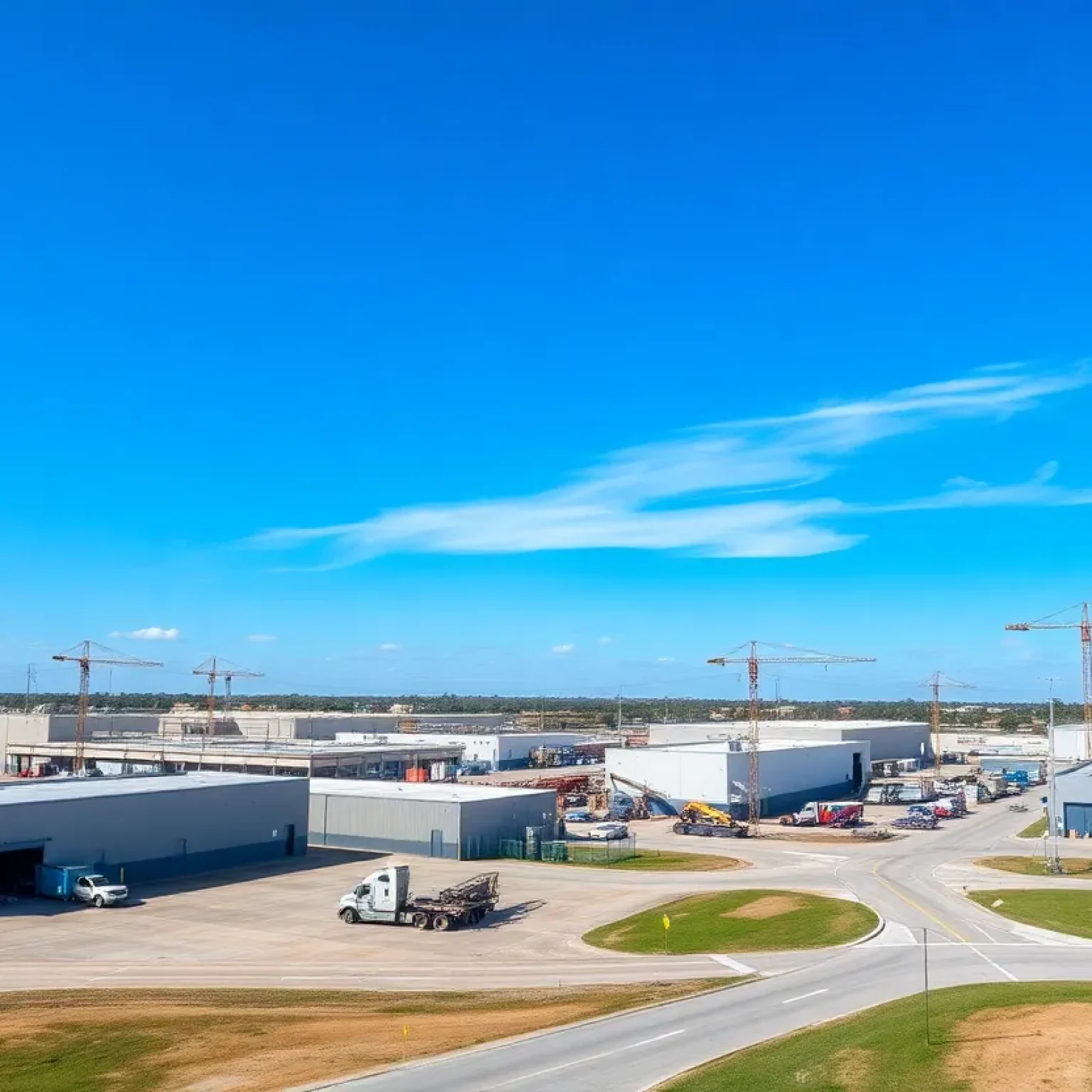 Industrial area in Jacksonville with warehouses and construction sites