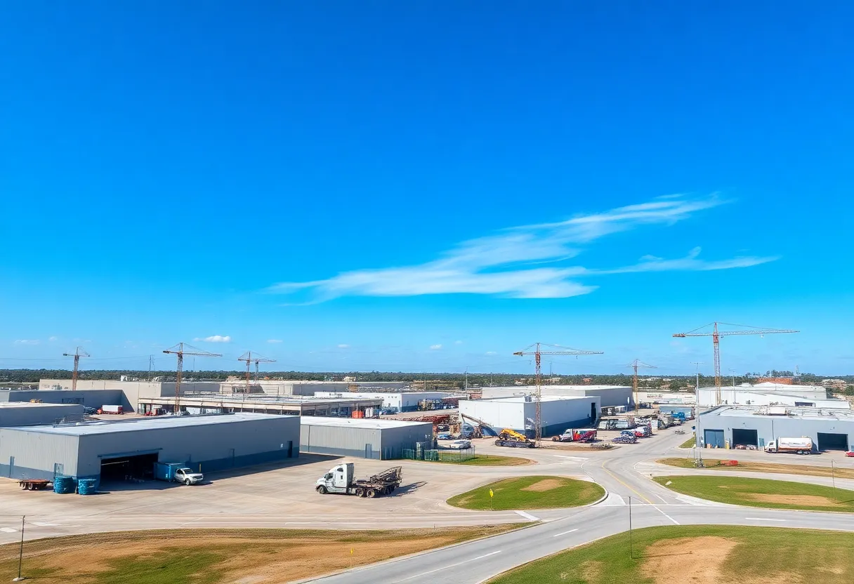 Industrial area in Jacksonville with warehouses and construction sites